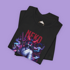 "Samurai cat graphic tee for anime fans featuring dark fantasy Japanese artwork"