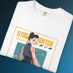 "Retro gaming graphic tee featuring Chun-Li from Street Fighter in bold design"