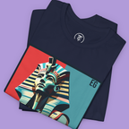 Close-up of Ancient History Streetwear print showing the Pharaoh's headwear and beard.