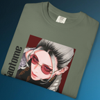 "Green t-shirt featuring Tao Saotome from Gokurakugai with bold manga-inspired artwork"