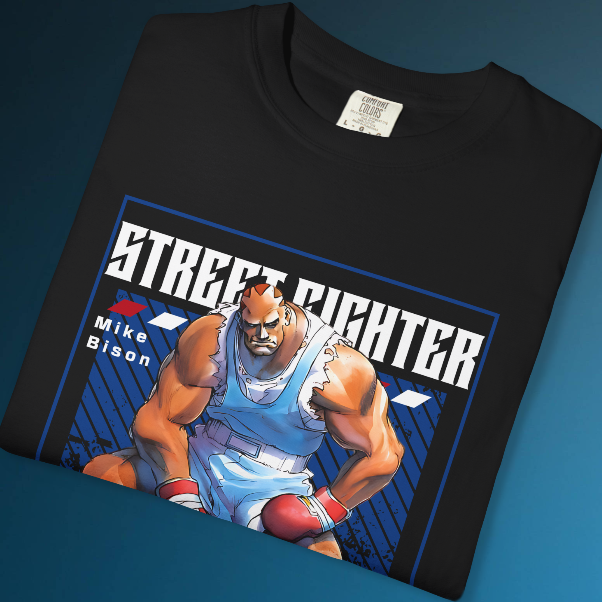 Vintage Street Fighter Mike Bison shirt with bold anime artwork for otaku and collectors