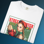 Retro gaming T-shirt featuring Cammy White from Street Fighter series