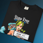 Jolyne Cujoh Stone Free t-shirt, Japanese manga-inspired anime fashion tee.