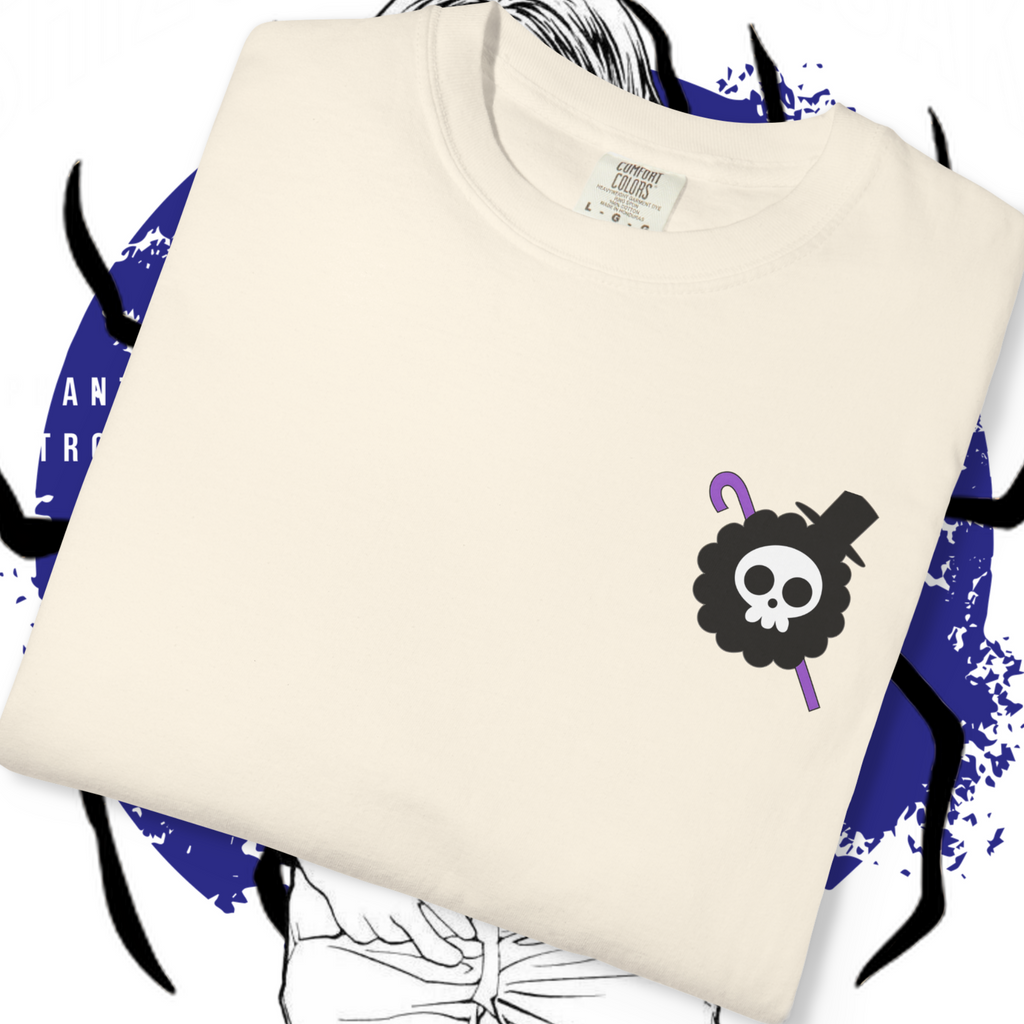 "Stylish anime t-shirt with Brook One Piece piano illustration for collectors"