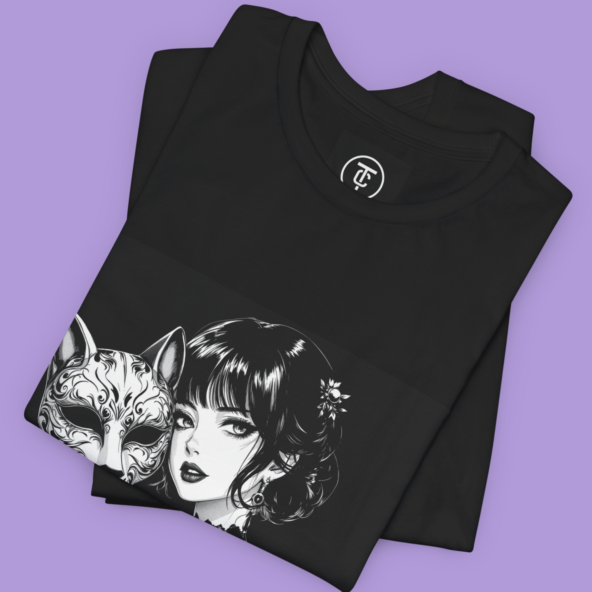 Close-up of E-Girl Aesthetic Graphic Tee with lace top and choker details.