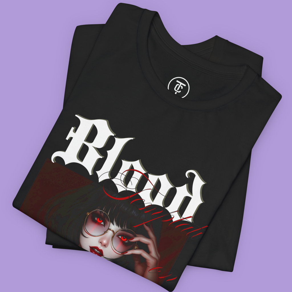 Unisex Gothic T-shirt for Otaku fans of Vampire Aesthetic and Goth Fashion.