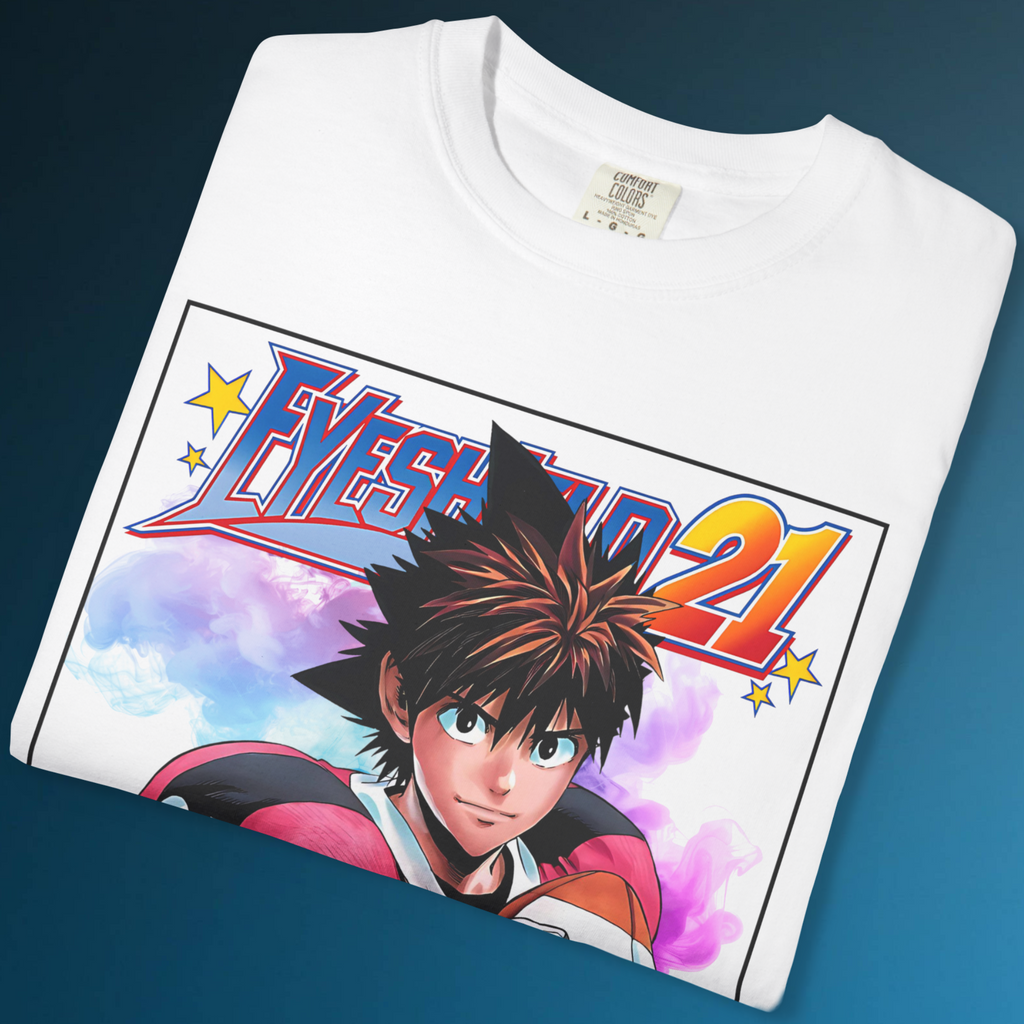 Vintage Eyeshield 21 manga shirt with bold anime football artwork.