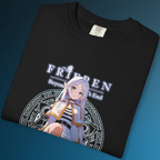 Anime streetwear tee showing Frieren character’s feet in relaxed seated pose