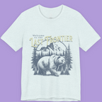 "Last Frontier bear t-shirt with vintage Alaska mountain and forest design"