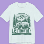 "Vintage Alaska Last Frontier T-Shirt with grizzly bear and mountain graphic"
