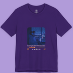 "Lo-fi anime girl t-shirt featuring sad aesthetic design with headphones and rainy night city lights – Bella+Canvas 3001 streetwear"