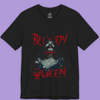 Bloody Queen T-Shirt Vampire Gothic Horror Movie Graphic Tee with red text.