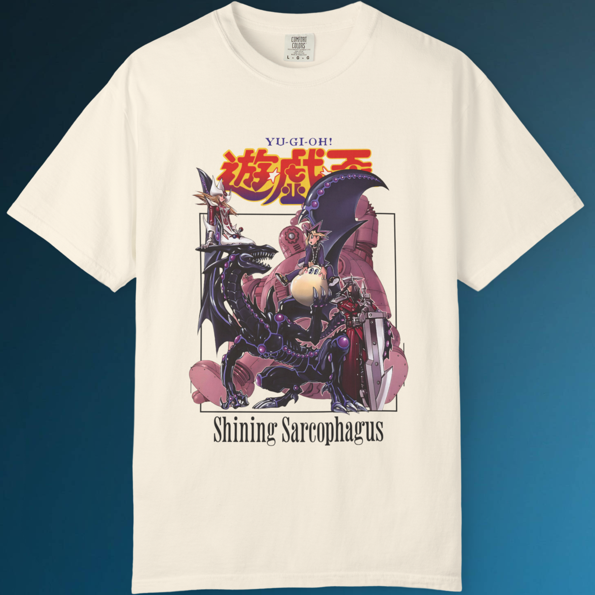 "Ivory Yu-Gi-Oh graphic tee for men and women with Shonen Jump inspired design"