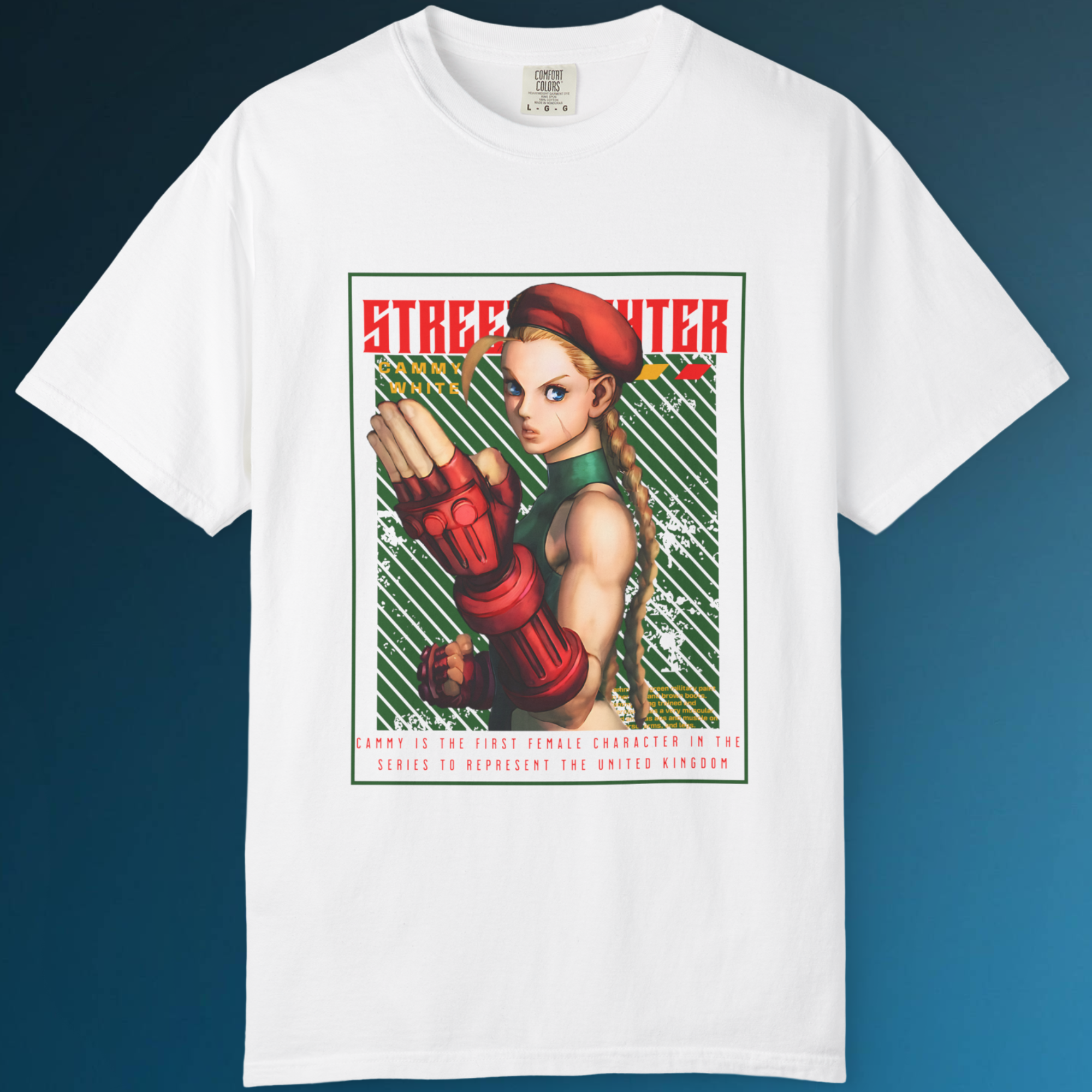 Black Cammy White Street Fighter shirt for anime and arcade fans