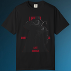 Gothic streetwear tee with chilling masked killer artwork inspired by classic 90s slasher film.