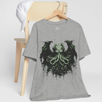 "Unique gothic streetwear tee showcasing Cthulhu in dripping ink style for dark fashion lovers"