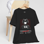 Gothic Streetwear T-shirt with Tsundere Mode slogan and a monochromatic character portrait.