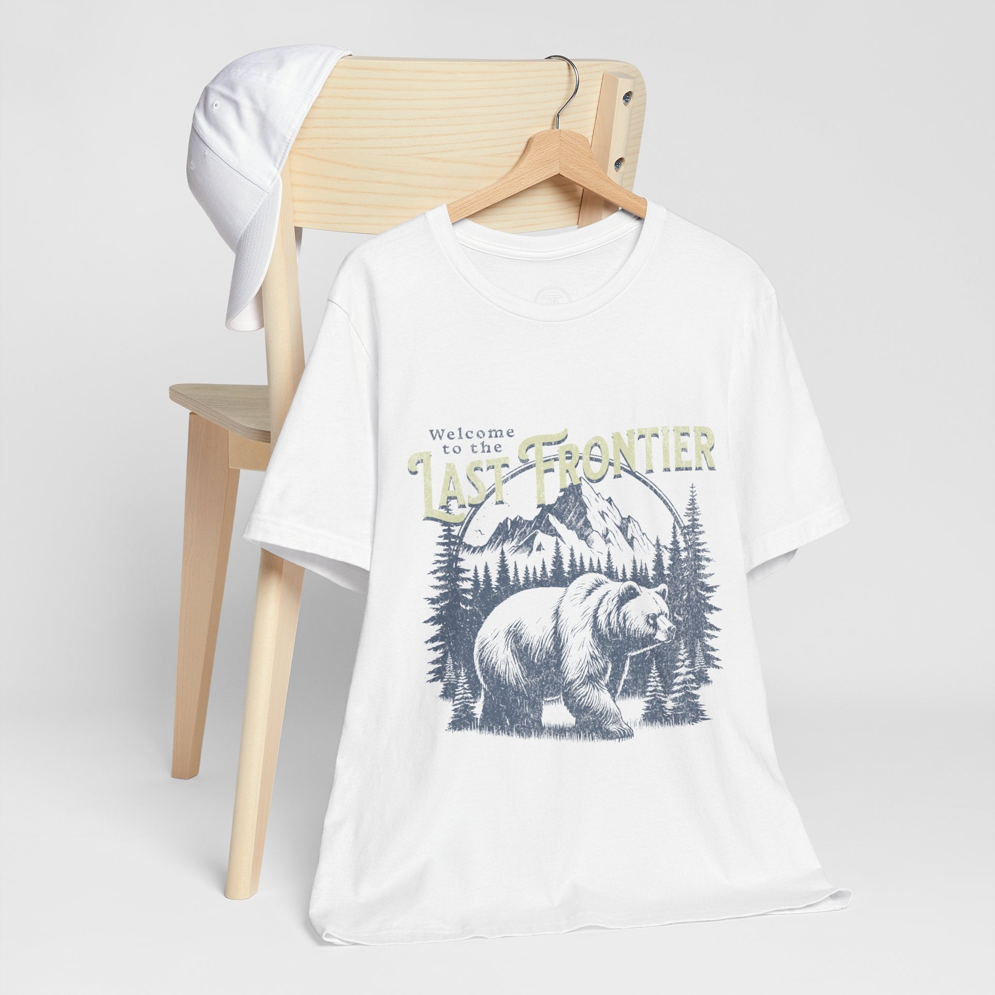 "Nature lover gift tee with bear and forest artwork inspired by Alaska"