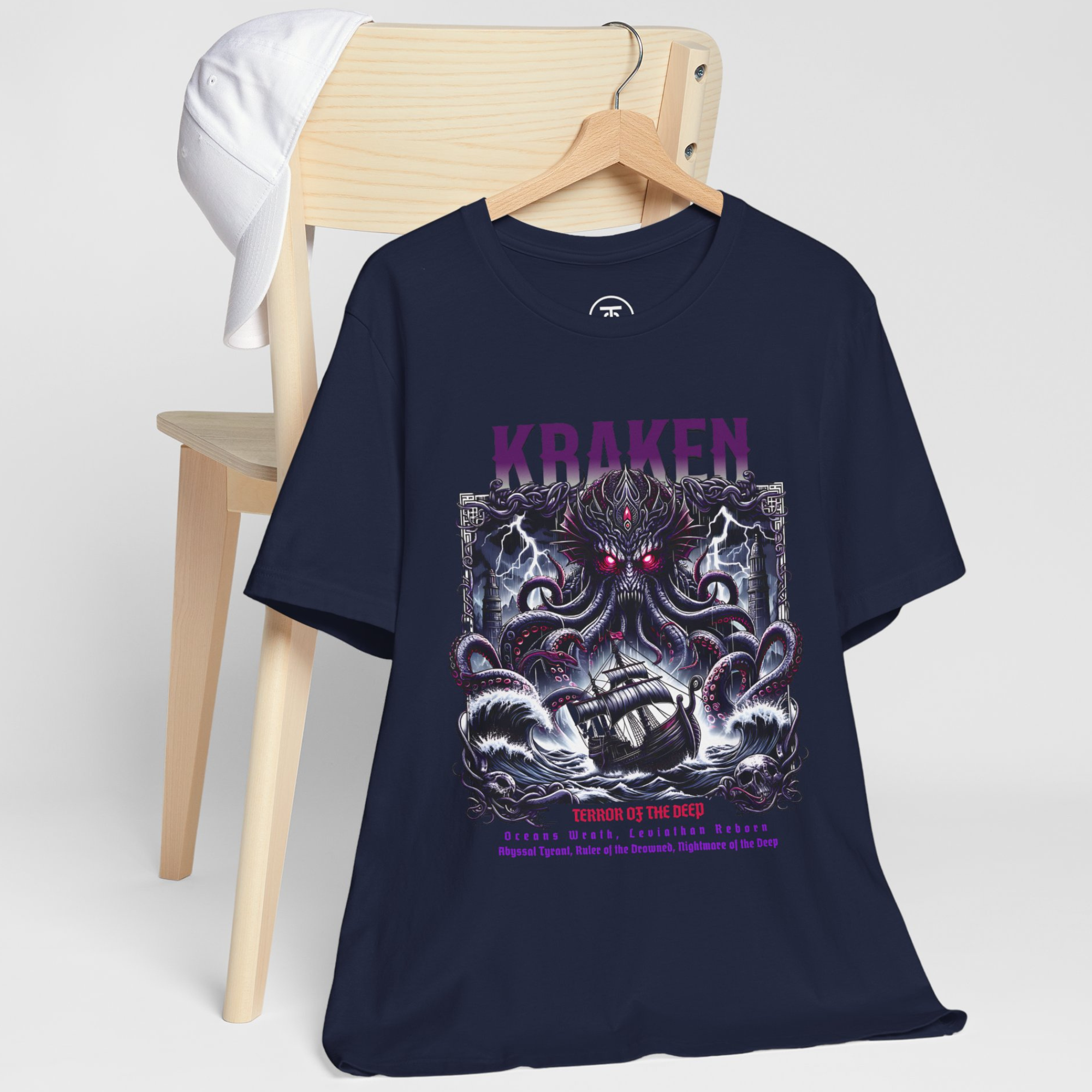Kraken graphic with surrounding text: "Terror of the Deep" and "Oceans Wrath."