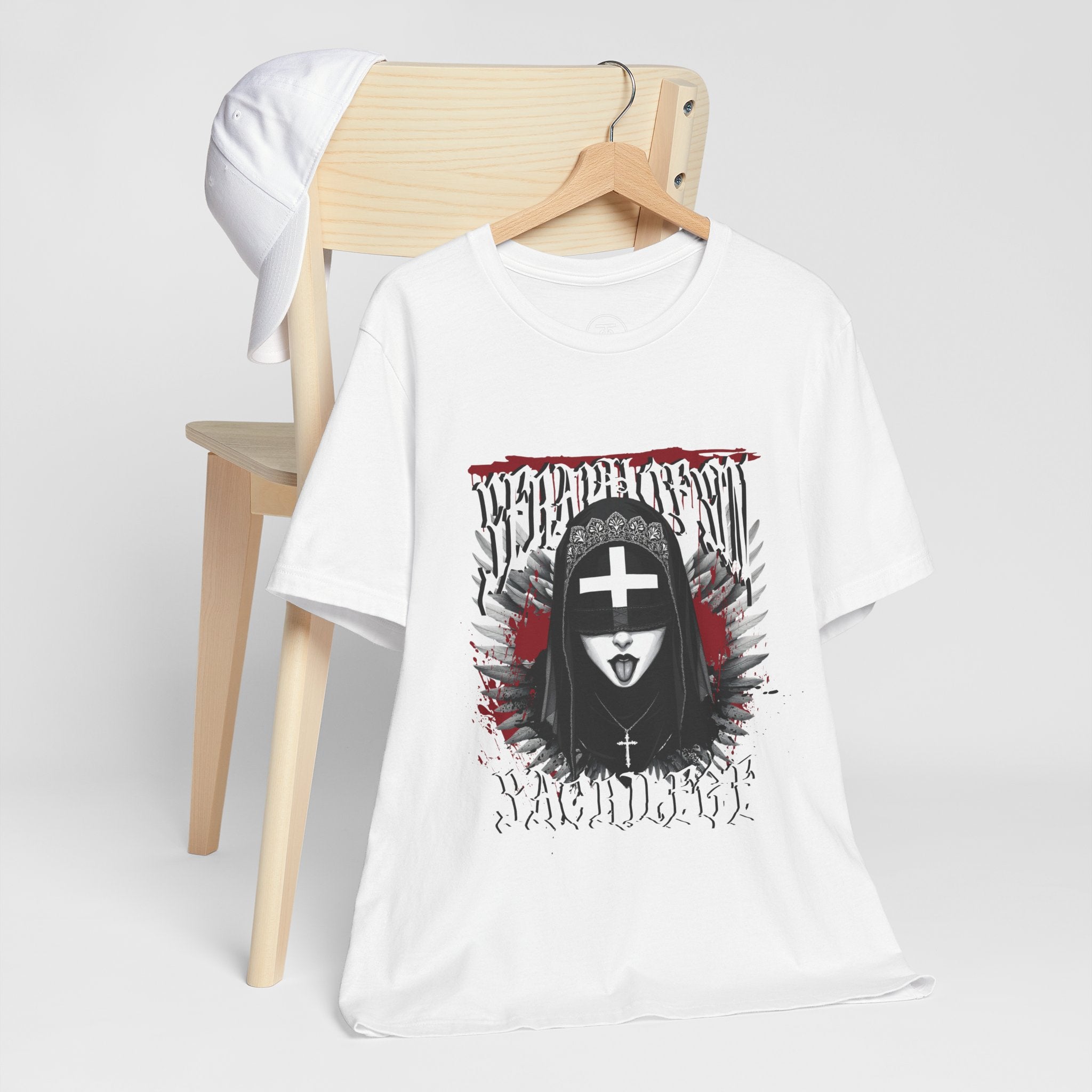 Punk Rock or Metal Band style T-shirt with the dark gothic nun design.