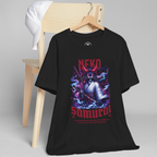 "Neko Samurai graphic T-Shirt with dark fantasy artwork for anime streetwear fashion"