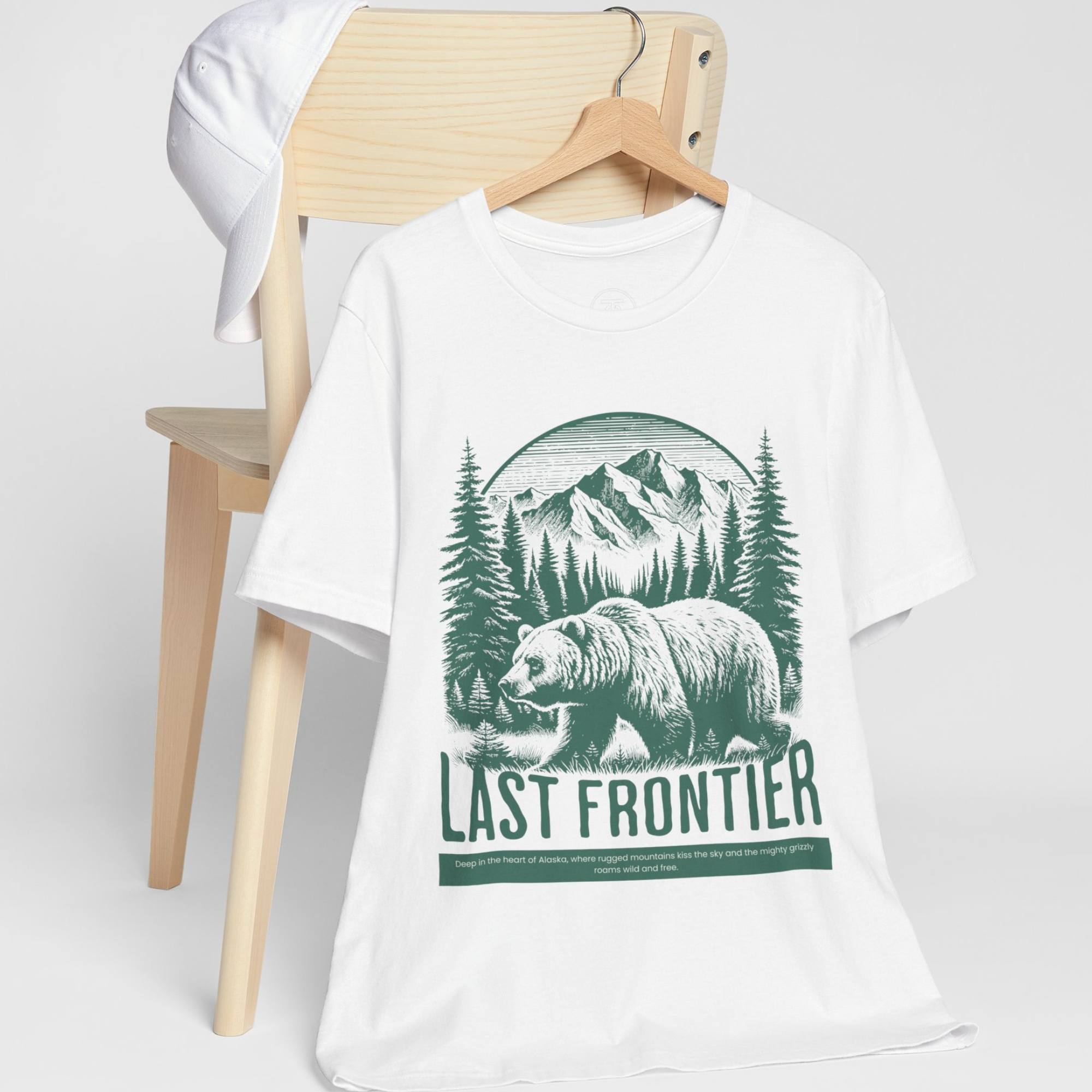 "Retro Alaska graphic tee celebrating Last Frontier with grizzly bear artwork"