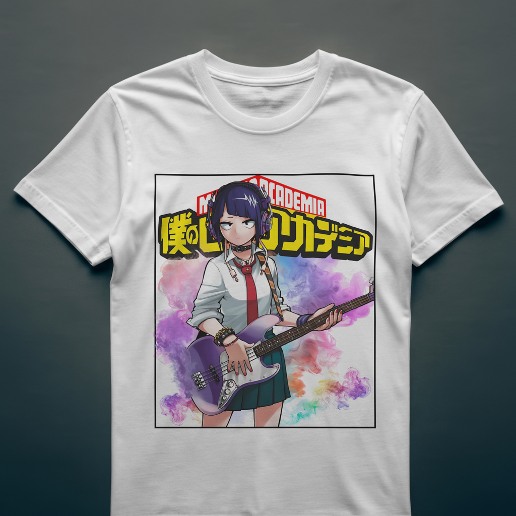 Unique anime gift t-shirt featuring Kyouka Jirou, perfect for manga fans and music lovers.