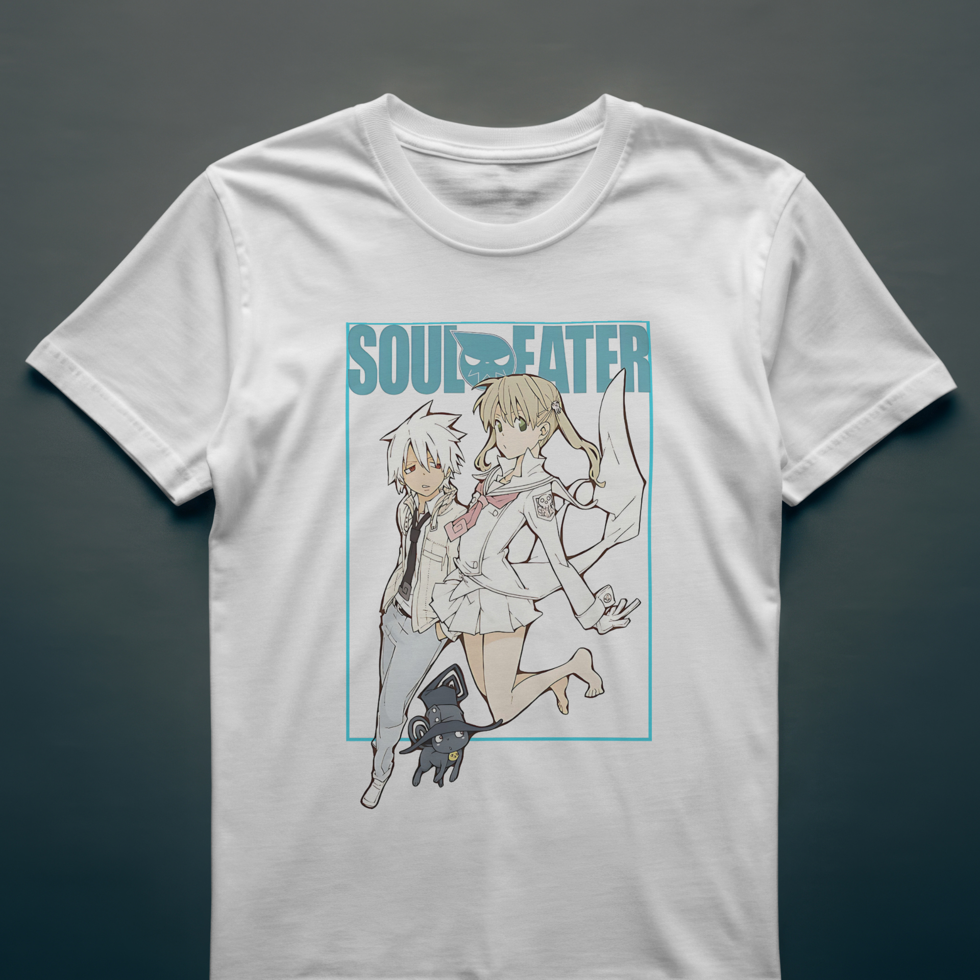 Otaku streetwear Soul Eater T-shirt, Japanese anime graphic design on premium white cotton tee.