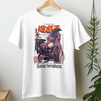 "Yu-Gi-Oh anime t-shirt featuring Dark Magician and dragon artwork in vibrant colors"