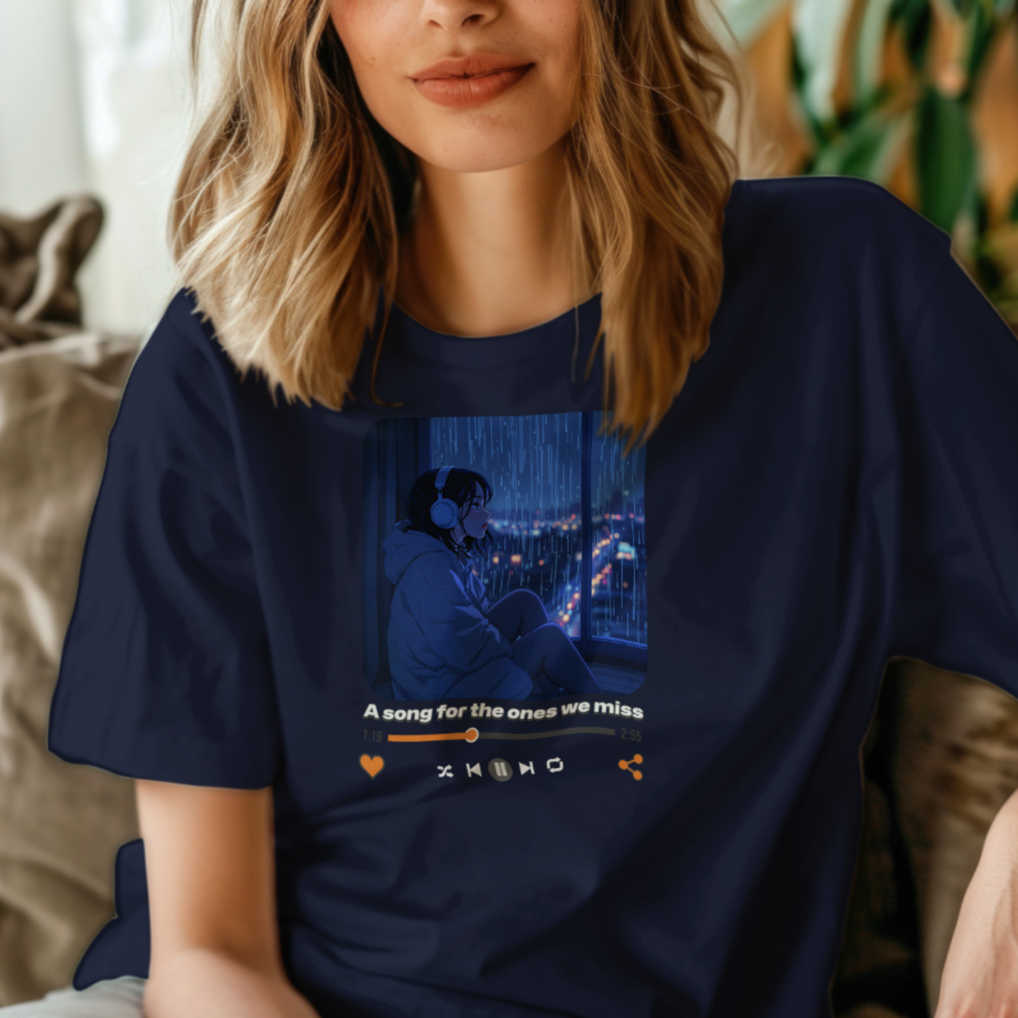 "Sad aesthetic lo-fi anime graphic tee for fans of Japanese streetwear and emotional rainy night art"