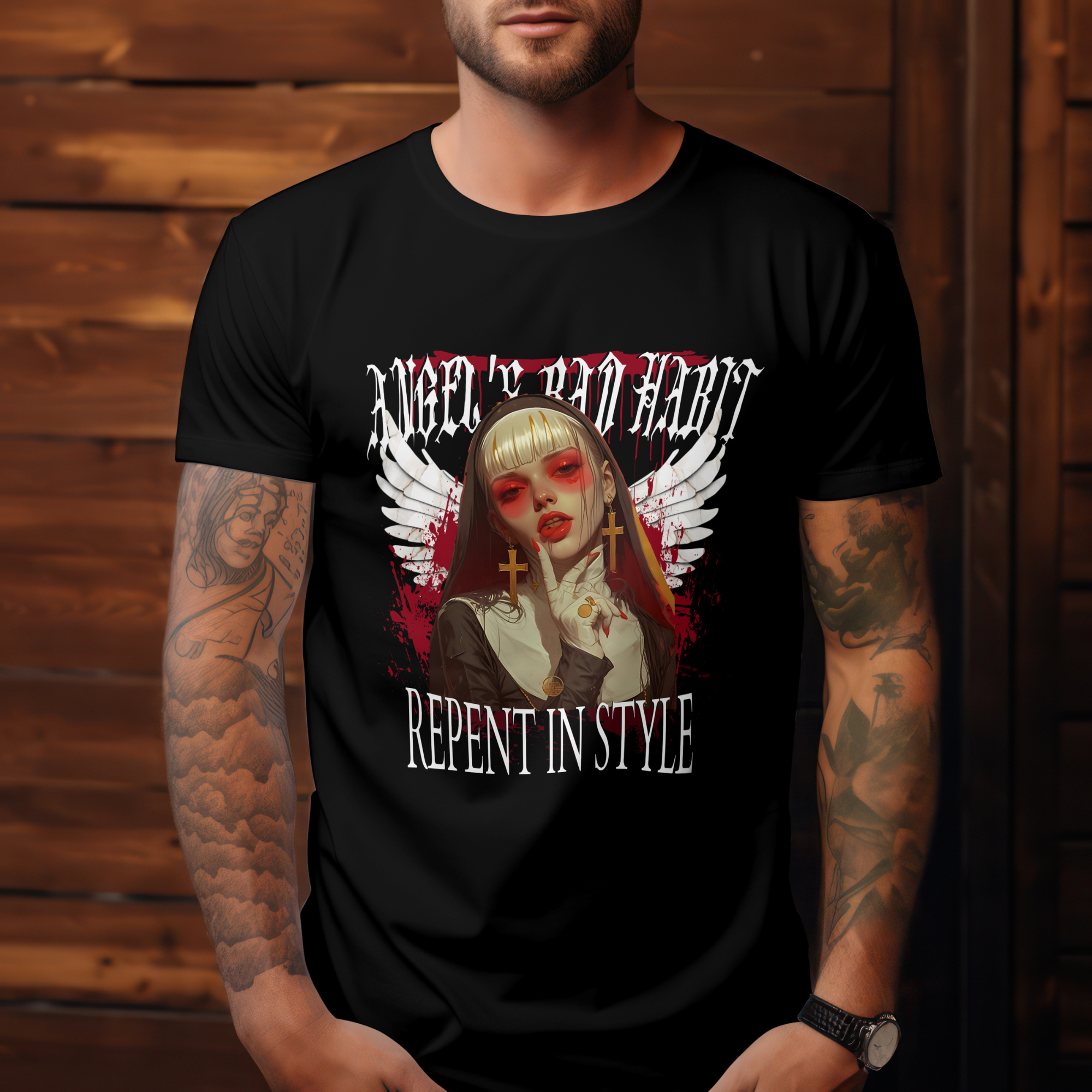 Unisex Horror Apparel with the slogan "REPENT IN STYLE" for Dark Aesthetic fans.