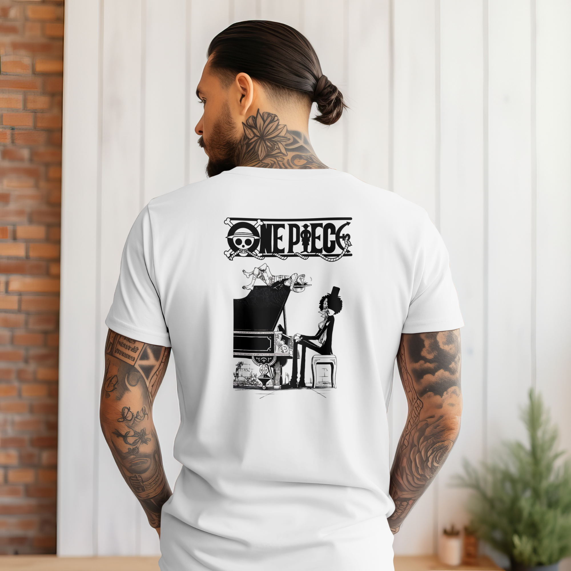 "Unisex One Piece Brook graphic tee inspired by anime and manga fashion"
