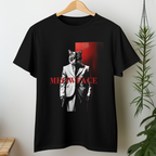 "Black graphic t-shirt featuring mafia cat parody design in white suit with red backdrop – Comfort Colors 1717 streetwear tee."