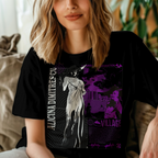Stylish Resident Evil merchandise T-Shirt showcasing Lady Dimitrescu in black and purple design.