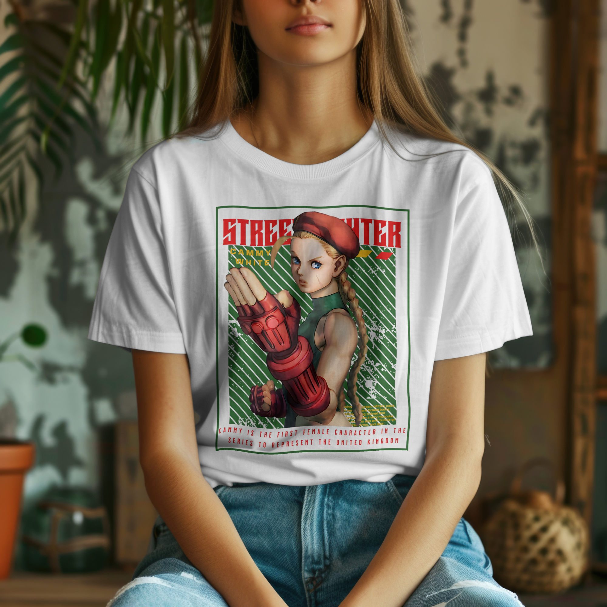 Street Fighter Cammy retro arcade gaming apparel in unisex fit
