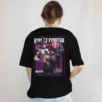 Bold graphic Street Fighter Juri Han shirt for cosplay fans and retro arcade lovers.