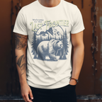 "Wildlife graphic tee showcasing bear and pine trees in classic style"