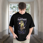 Black cotton Joseph Joestar JoJo’s Bizarre Adventure shirt for anime fashion lovers.