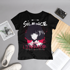 Silence Liberator T-shirt with Dark Anime Girl Graphic and Gothic Streetwear Style.
