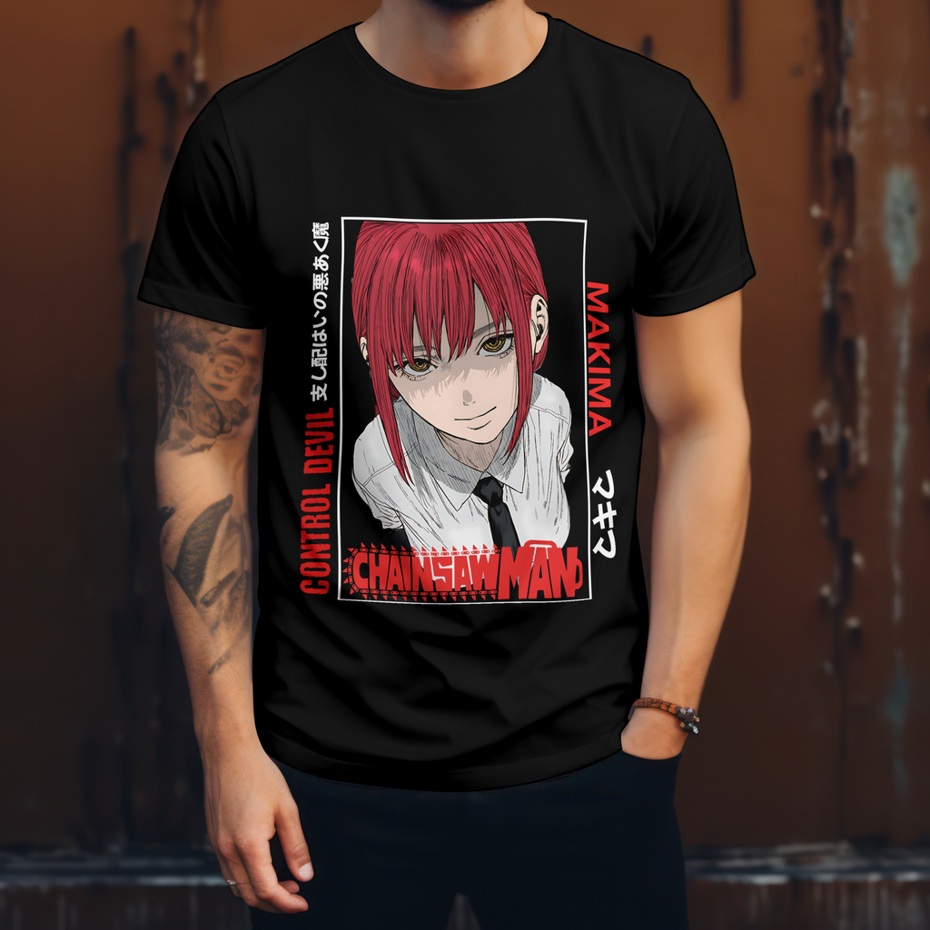 Unisex anime shirt with Chainsaw Man Makima print Japanese manga fashion tee