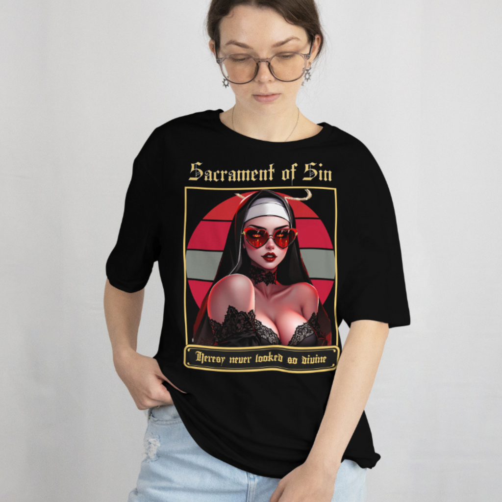 E-Girl Occult Apparel with a controversial nun design, perfect for a bold Goth Core look.
