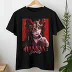 Hannya Beauty Japanese Demon Graphic Tee with red and black theme