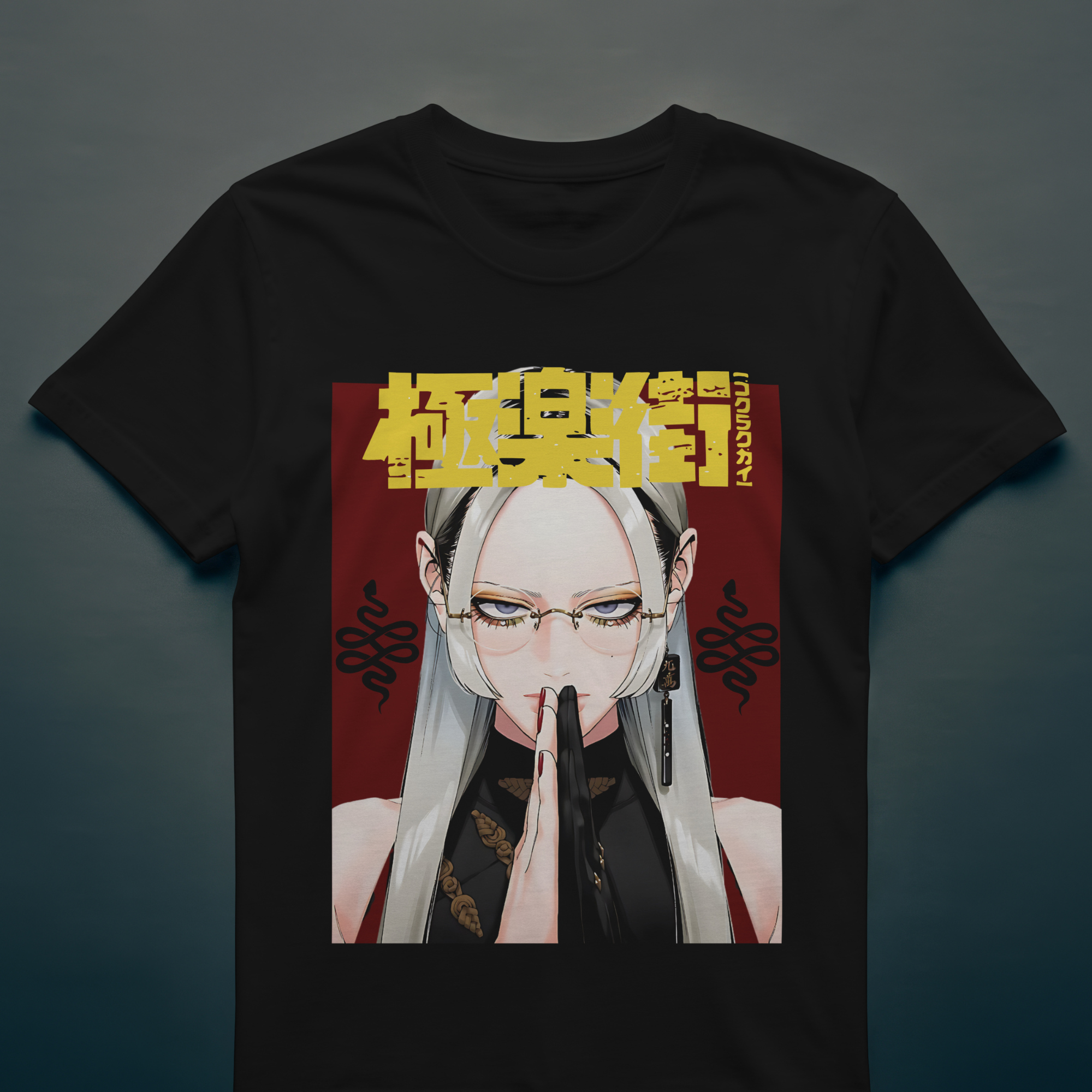 Japanese streetwear t-shirt with Tao Saotome anime print from Gokurakugai.