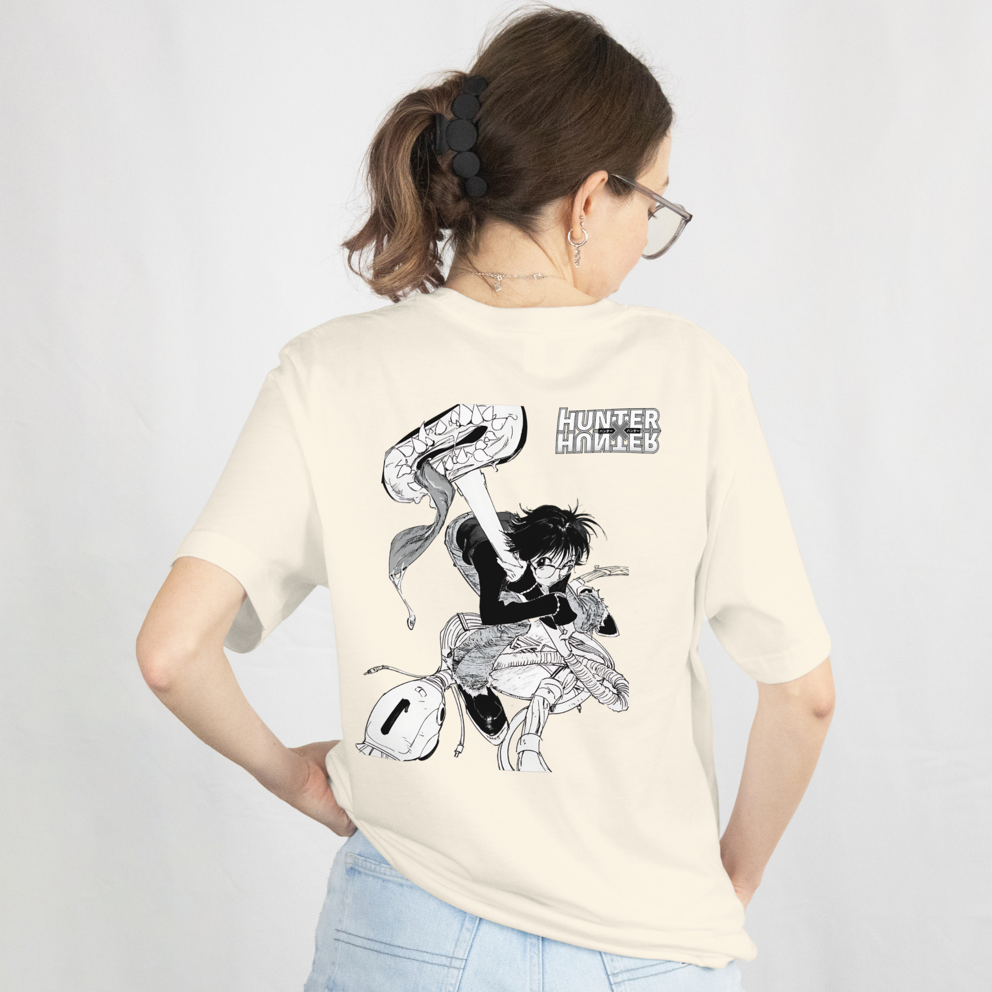 Streetwear anime shirt with Shizuku character art from Hunter x Hunter, durable print on premium cotton tee.