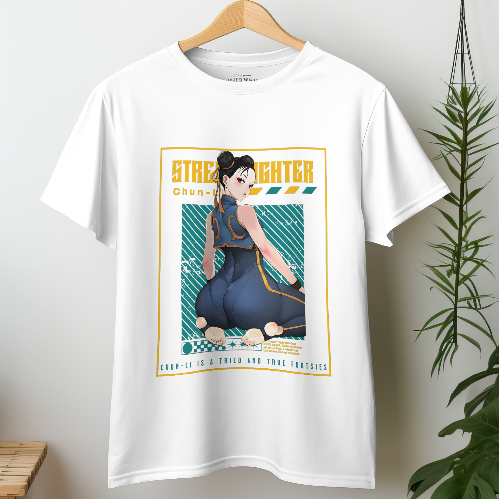 "Street Fighter Chun-Li T-Shirt with anime artwork of iconic fighter in dynamic pose"