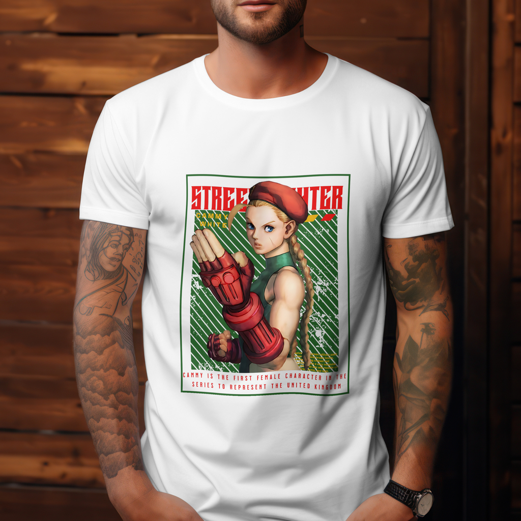 Street Fighter Cammy White fan merch T-shirt for gamers and anime lovers
