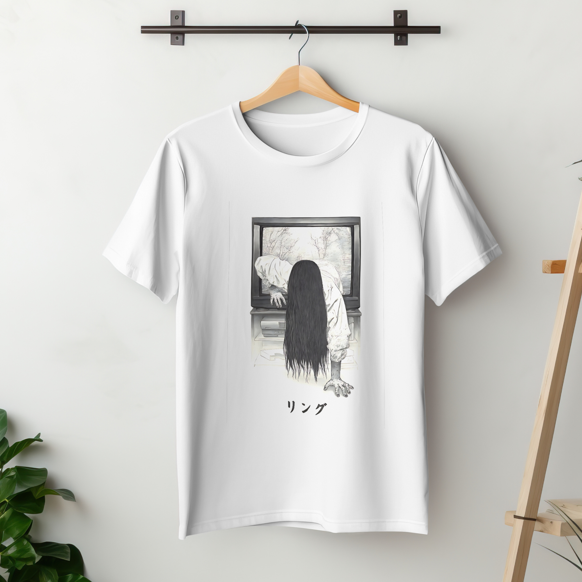 "Ringu Sadako horror tee – gothic Japanese streetwear shirt for horror enthusiasts"