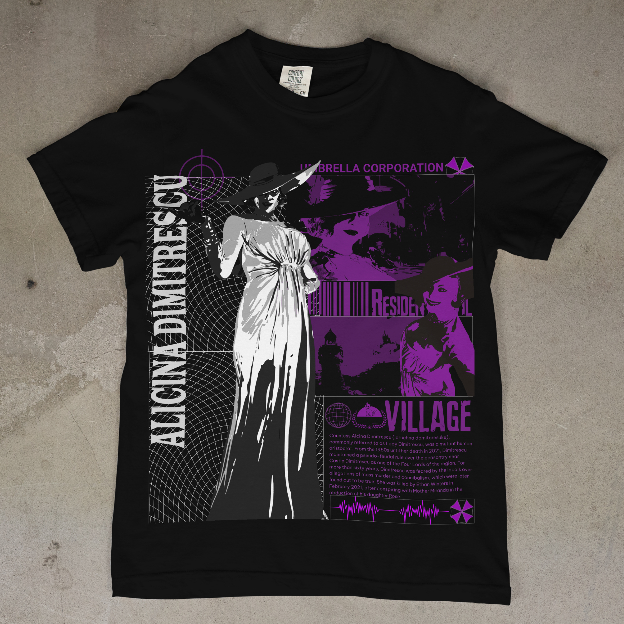 Lady Dimitrescu fan T-Shirt from Resident Evil Village, premium cotton gothic streetwear tee.