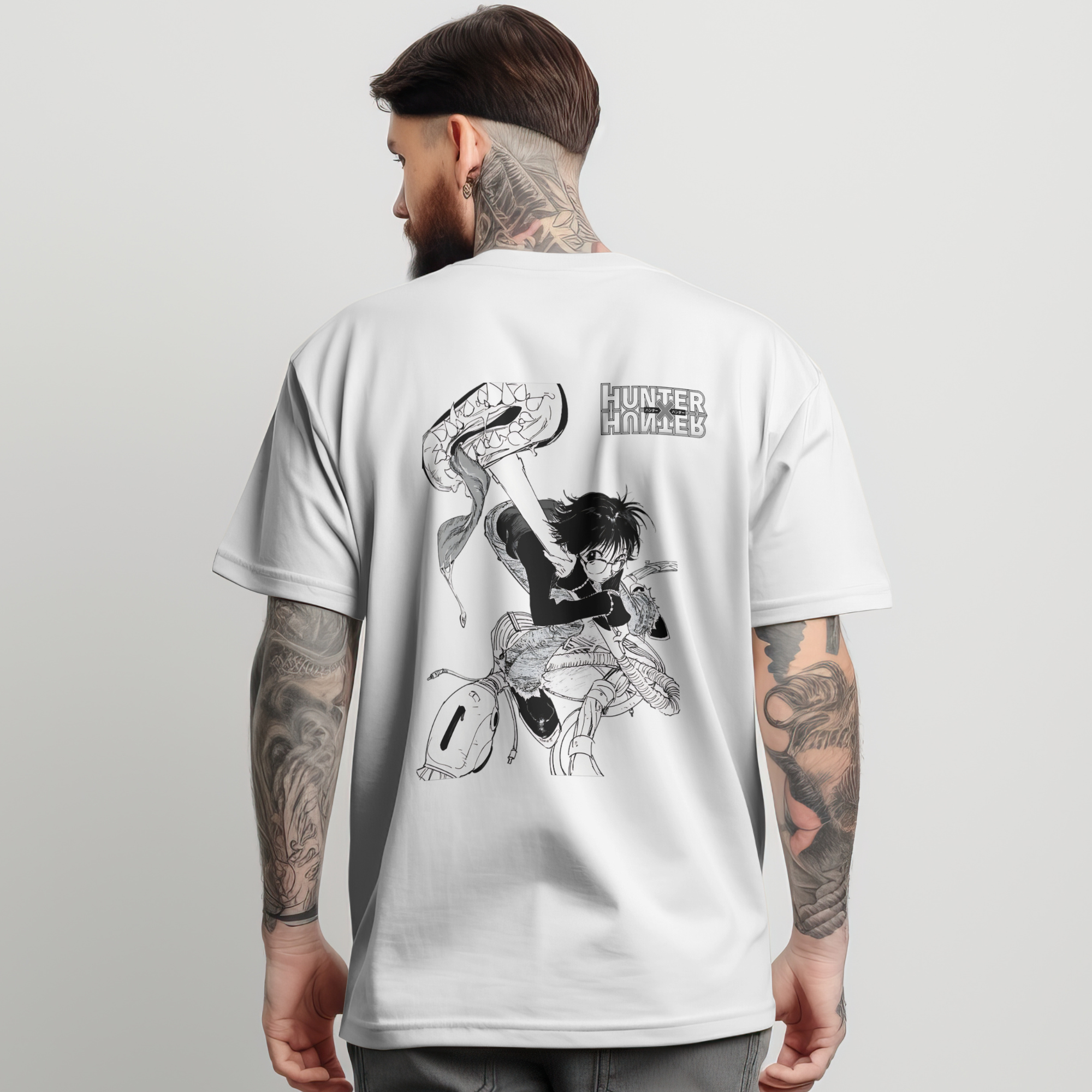 Graphic anime tee for Hunter x Hunter fans, Comfort Colors 1717 shirt with Phantom Troupe Shizuku illustration.