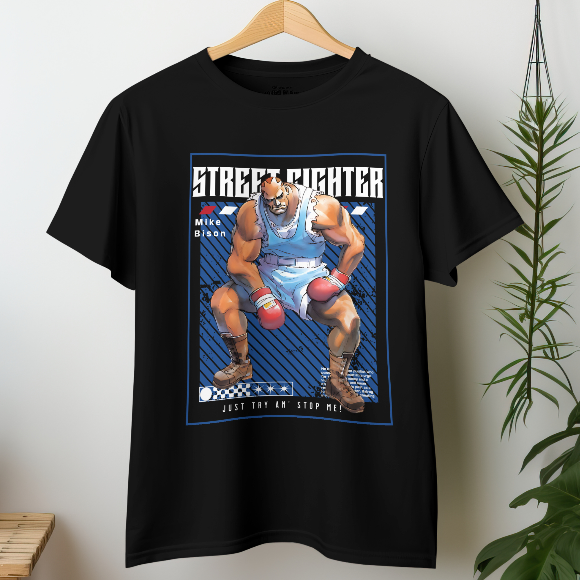 Street Fighter Mike Bison T-Shirt with retro arcade boxing design for gamers and anime fans
